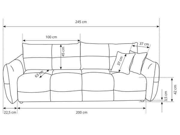 Schlafsofa mit Bettfunktion und Bettkasten Bene Creme