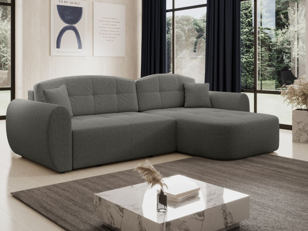 Ecksofa L-Form mit Schlaffunktion und Bettkasten Avessio Grau