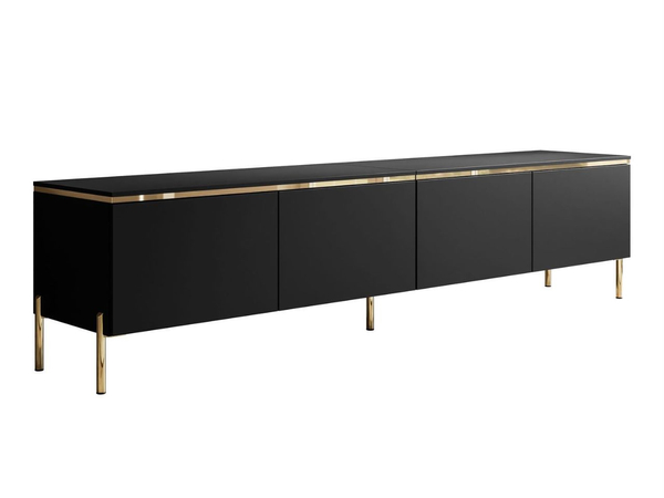 TV-Lowboard im Glamour-Stil mit LED-Beleuchtung Celle, schwarz matt