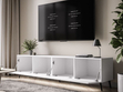 TV-Lowboard mit Türen und LED-Beleuchtung auf Schwarzen Metallbeinen 200 cm Noaé Weiß Hochglanz