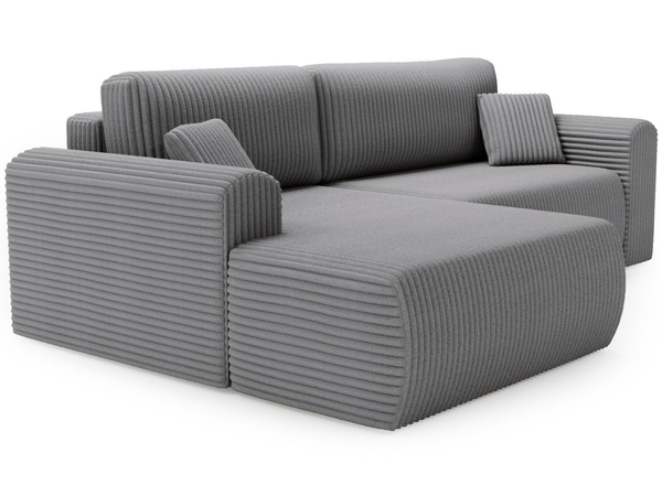 Ecksofa mit Schlaffunktion und Bettkasten Belvio links Dunkelgrau