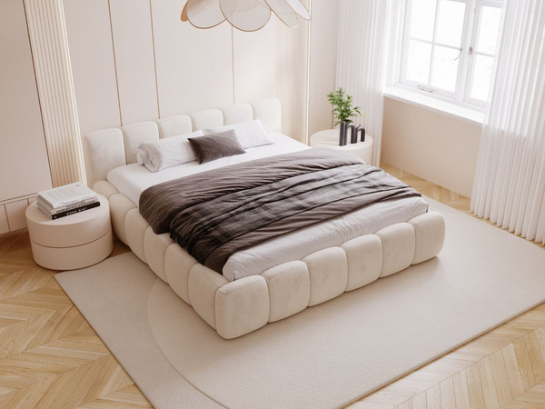 Polsterbett mit Bettkasten und Lattenrost 160x200 Cloud Low Beige