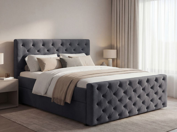 Boxspringbett mit Bettkasten 140x200 Montego Dunkel grau