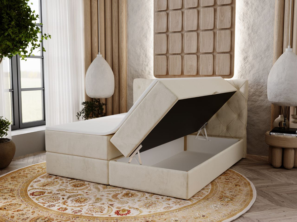 Boxspringbett mit Bettkasten 180x200 Napoli Beige