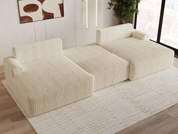 Wohnlandschaft mit Schlaffunktion und Bettkasten Serene Beige
