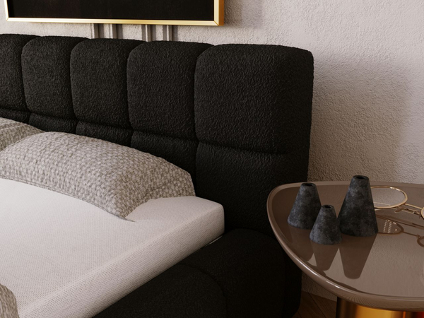 Polsterbett mit Bettkasten und Lattenrost 120x200 Alicante Boucle Schwarz