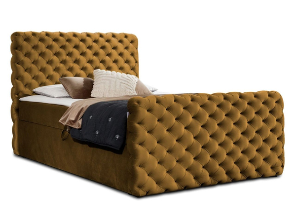 Boxspringbett mit Bettkasten 200x200 Cleo Lux Gelb