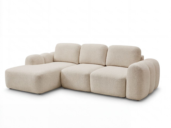 Ecksofa L-Form mit Schlaffunktion und Bettkasten Avelin Links Beige