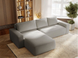 Ecksofa L-Form Links mit Schlaffunktion und Bettkasten Tazones Hellgrau