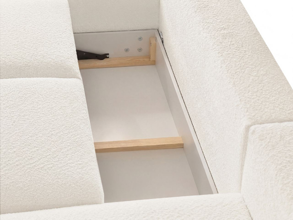 Ecksofa L-Form mit Schlaffunktion und Bettkasten Avelin Links Creme
