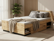 Doppelbett 120x200 mit Schublade Lavore Wotan Eiche, Schwarz matt