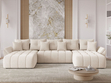 Wohnlandschaft mit Schlaffunktion und Bettkasten Decor U Beige