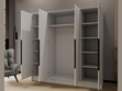 Kleiderschrank 200 cm Perugia Weiß mit schwarzen Griffen