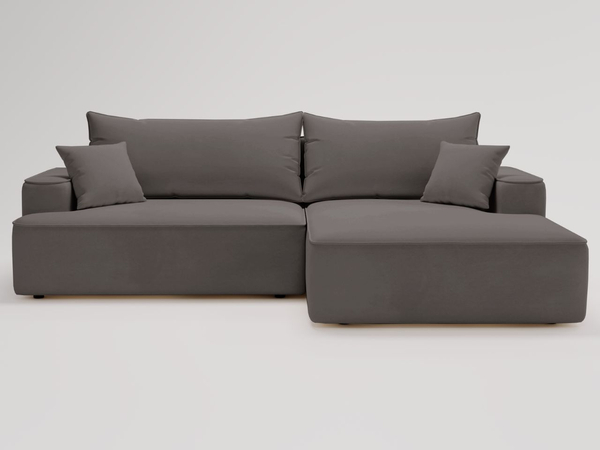 Ecksofa L-Form Rechts mit Schlaffunktion und Bettkasten California Dunkelgrau