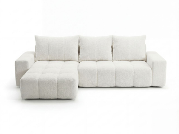 Ecksofa L-Form mit Schlaffunktion und Bettkasten Bresso Creme