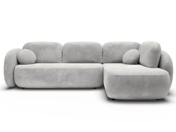 Ecksofa mit Schlaffunktion und Bettkasten Rechts Carino Hellgrau