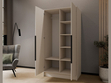 Kleiderschrank mit Spiegel 100 cm Lucca Kaschmir mit schwarzen Griffen