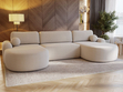 Wohnlandschaft mit Schlaffunktion und Bettkasten Aurio Creme