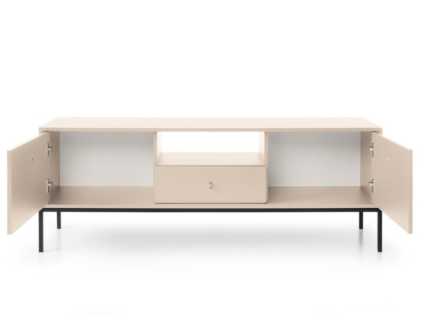 TV-Lowboard mit Schublade und Türen mit Schwarz Metallbeinen Amor Beige