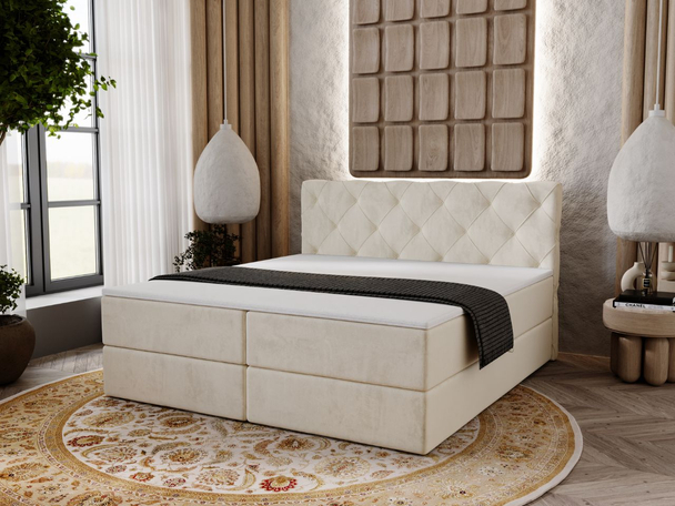 Boxspringbett mit Bettkasten 180x200 Napoli Beige