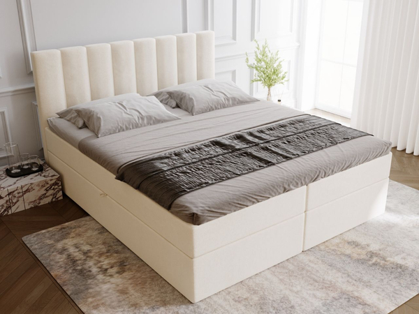 Boxspringbett mit Bettkasten 180x200 Mocca Beige