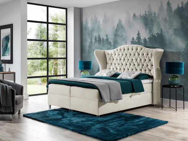 Boxspringbett mit Bettkasten 160x200 Kate Creme