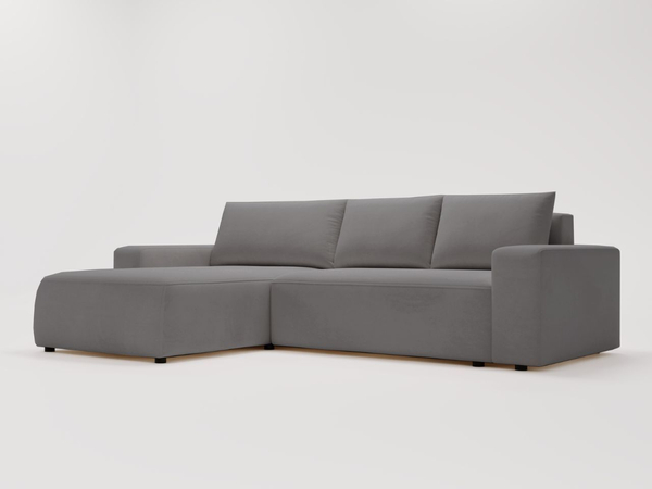 Ecksofa L-Form Links mit Schlaffunktion und Bettkasten Tazones Dunkelgrau