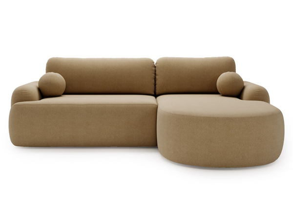 Ecksofa L-Form Rechts mit Schlaffunktion und Bettkasten Aurio Hellbraun