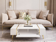 Wohnzimmer-Set mit goldenen Metallbeinen und goldenen Griffen Lunelie Weiß Hochglanz