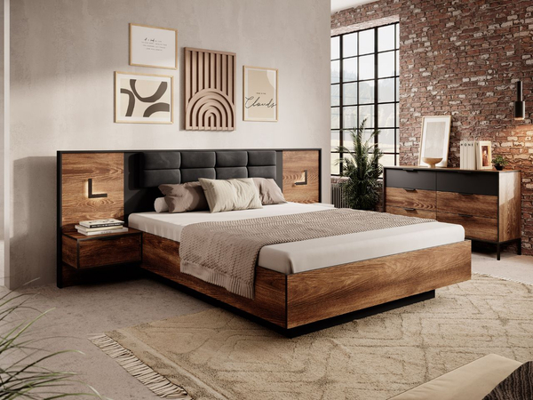 Schlafzimmer-Set Montreal Kastanie, Schwarz