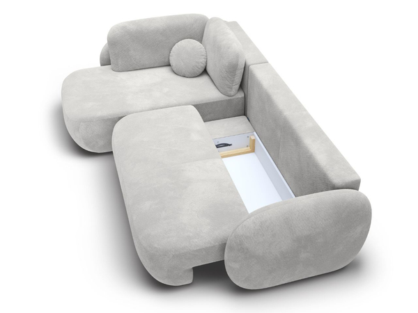Ecksofa mit Schlaffunktion und Bettkasten Links Carino Hellgrau
