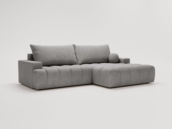 Ecksofa L-Form mit Schlaffunktion und Bettkasten Havi Rechts Grau
