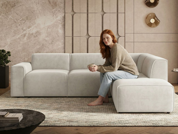 Ecksofa L-Form Rechts Eluno Hellbeige