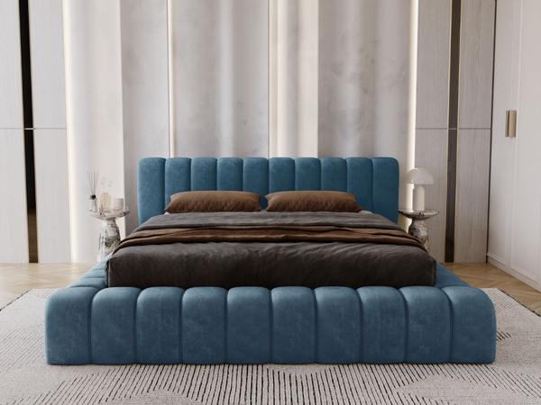 Polsterbett mit Bettkasten und Lattenrost 180x200 Italia Blau