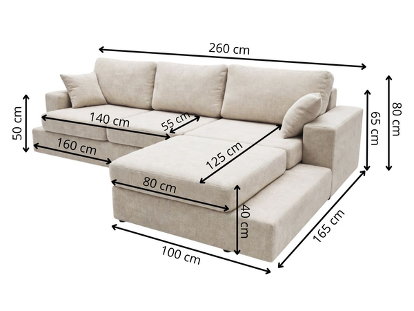 Ecksofa L-Form fürs Wohnzimmer Nesto Rechts Schwarz