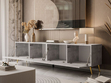 TV-Lowboard mit Türen auf Goldenen Metallbeinen 200 cm Nodoo Beton