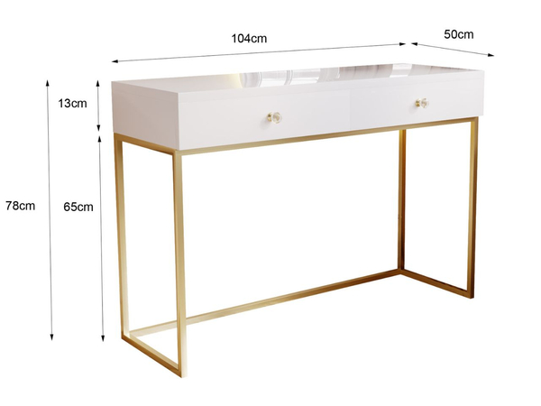 Schminktisch mit Schubladen Belleza Kaschmir Hochglanz Gold Frame