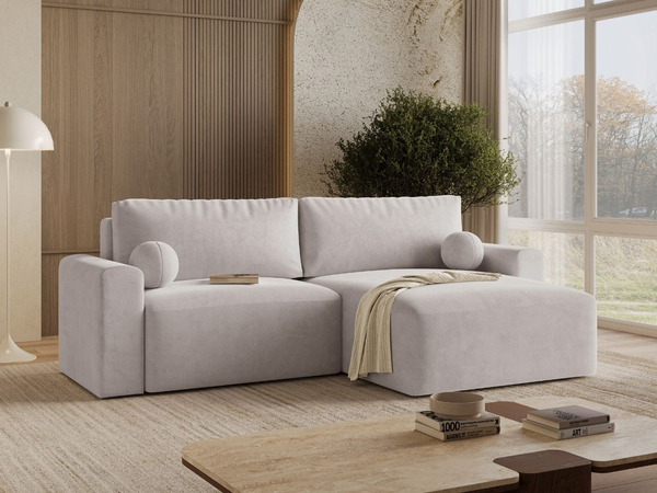 Ecksofa L-Form mit Schlaffunktion und Bettkasten Aurora Grau
