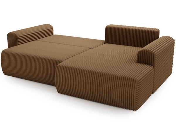 Ecksofa mit Schlaffunktion und Bettkasten Belvio rechts Braun