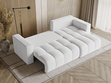 Ecksofa L-Form mit Schlaffunktion und Bettkasten Neva Bouclé-Stoff Weiß