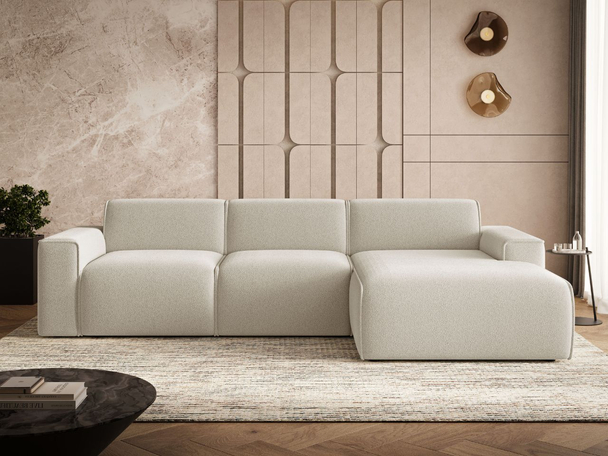 Ecksofa L-Form Rechts Lavia Bouclé-Stoff Beige