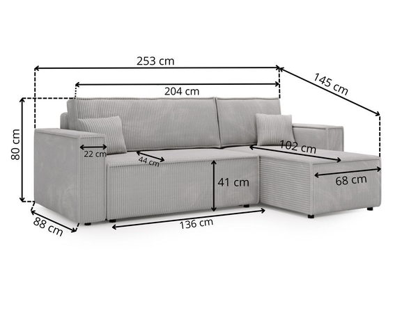 Modernes Ecksofa mit Schlaffunktion und Stauraum Prato L Beige