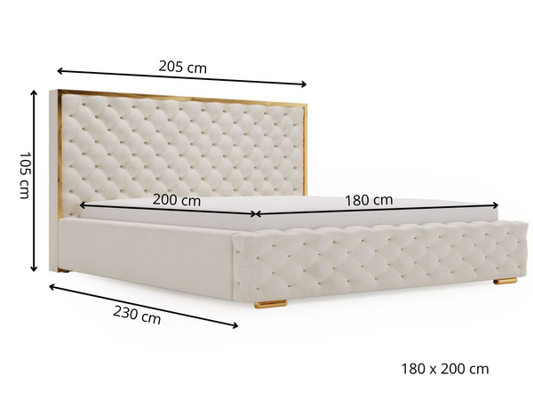 Polsterbett mit Bettkasten und Lattenrost 180x200 Wave Braun