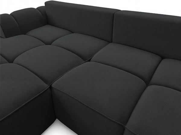 Ecksofa L-Form Links mit Schlaffunktion und Bettkasten Bonno Schwarz