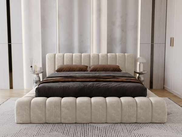 Polsterbett mit Bettkasten und Lattenrost 140x200 Italia Beige