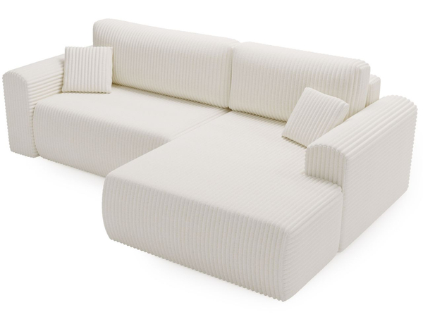 Ecksofa mit Schlaffunktion und Bettkasten Belvio rechts Creme