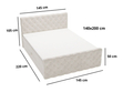 Boxspringbett mit Bettkasten 140x200 Lunaris Hellgrau