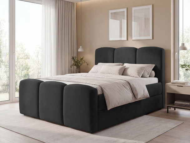 Boxspringbett mit Bettkasten 140x200 Campi Schwarz