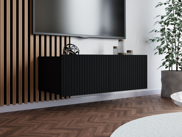 TV-Lowboard mit Türen 100 cm Kioto Schwarz matt