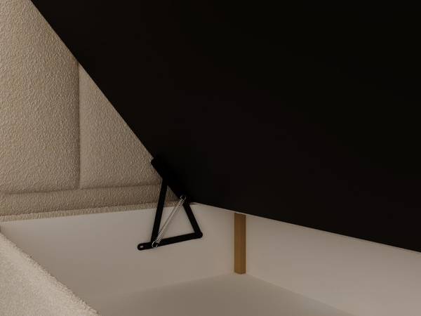 Boxspringbett mit Bettkasten 140x200 Bouclé-Stoff Cloud Beige